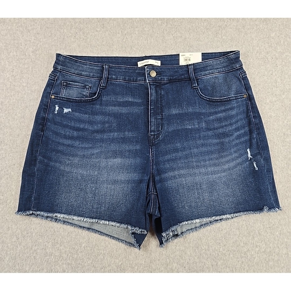 Nine West Womens Size 18 Denim Cut Off Distressed Jean Shorts Dark Blue NWT